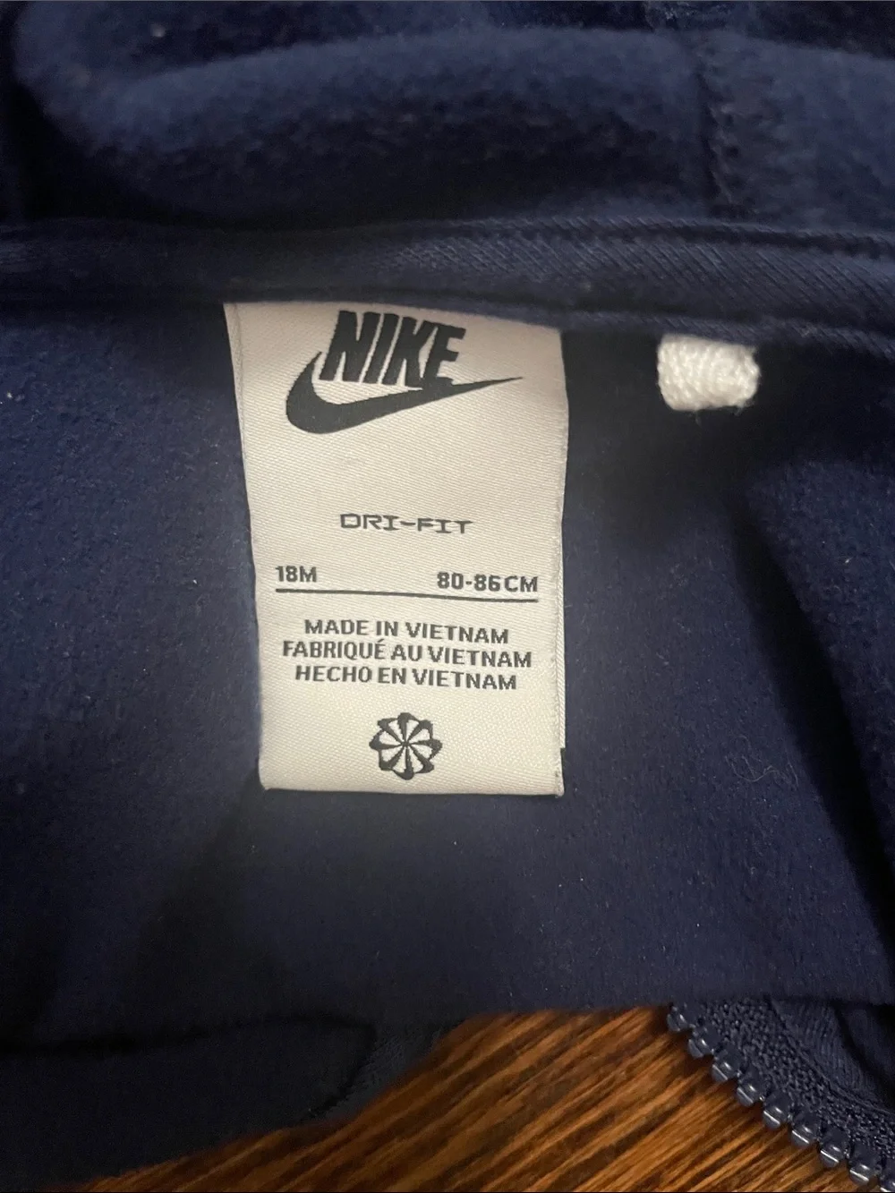 Nike Navy Zip Hoodie with White Swoosh Accent